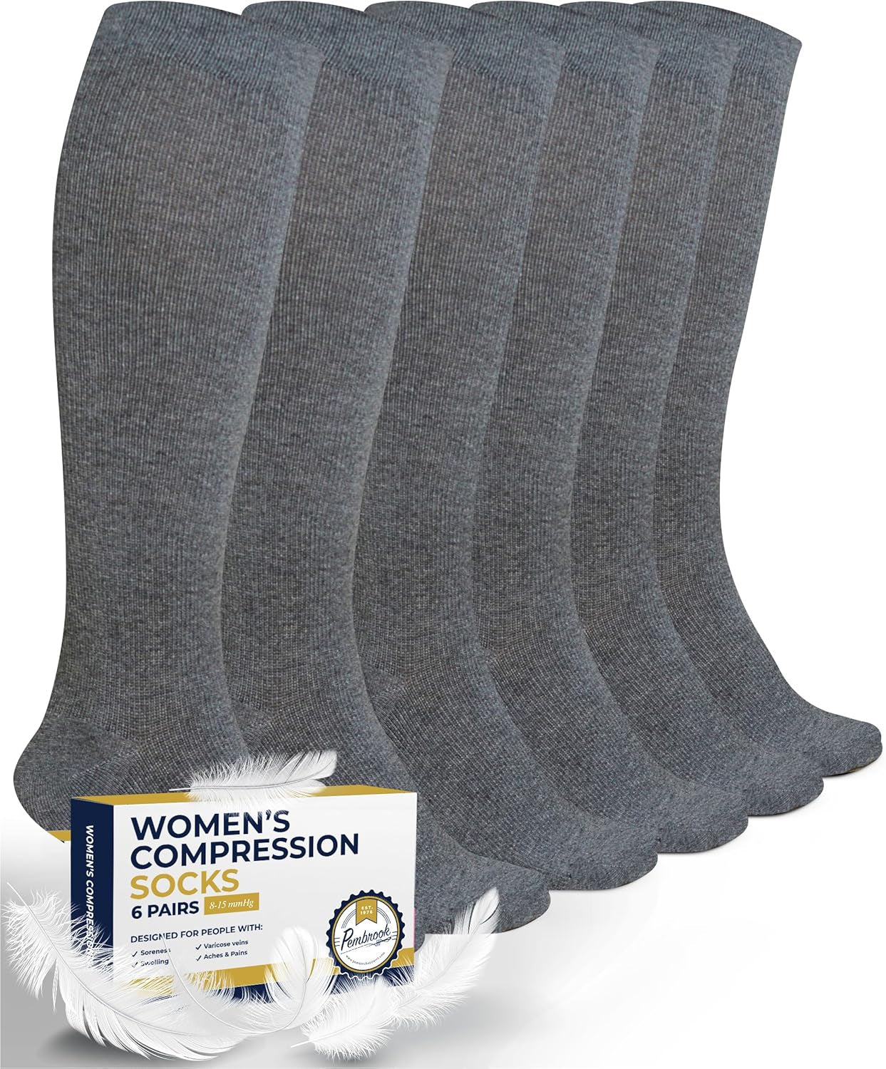 Light Compression Socks for Women - 6 Pairs | 8-15 Mmhg Cotton Compression Socks Women | Circulation Support
