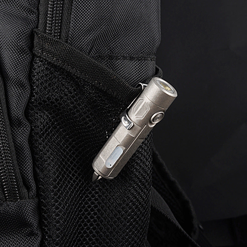 Tri Color Titanium Alloy LED Flashlight Pocket EDC Rechargeable Small Powerful Flashlight High Lumens