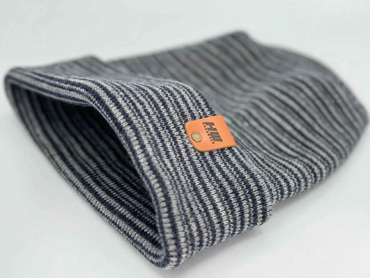H-Stitch Contrast Cuffed Beanie – Gray/Denim | Made in USA | viral Ski & Snowboard Beanie
