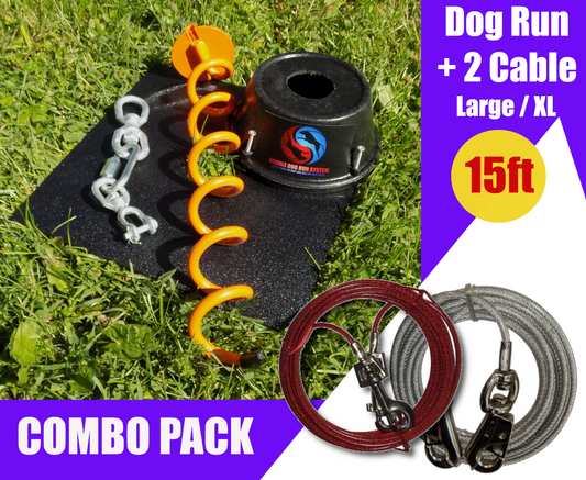 Double Dog Tie Out - Tangle-free for Two Dogs - Large and XL Tie Out Cables