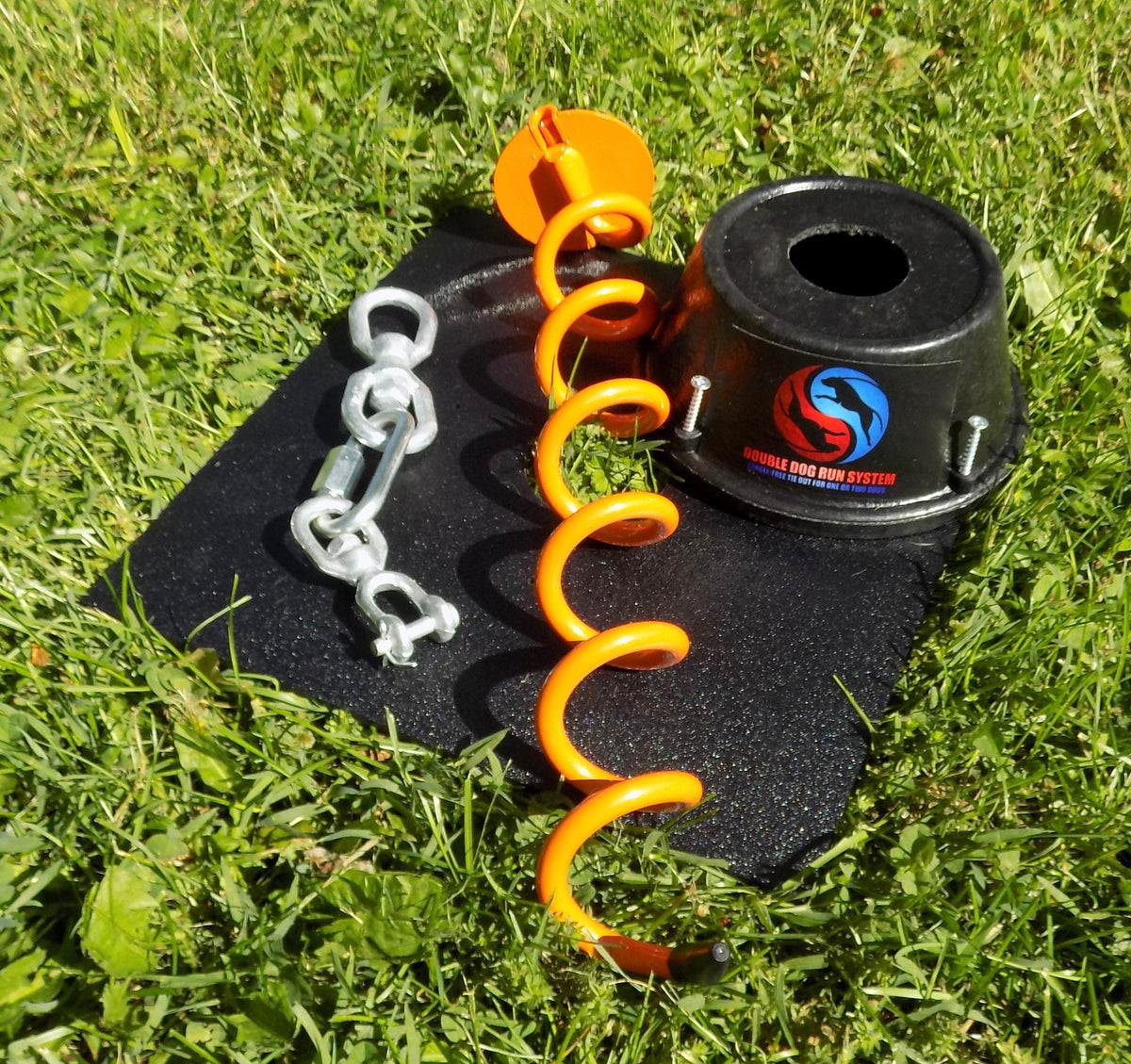 Double Dog Run Tangle-free Two Dog Tie Out Stake - Heavy-Duty Tie Out Stake - 1200lbs