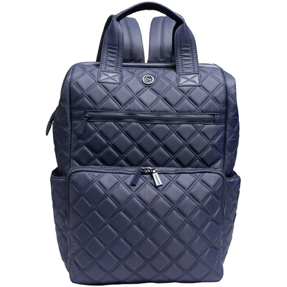 Joan & David Diamond Quilted Puffer Nylon Square Laptop Backpack