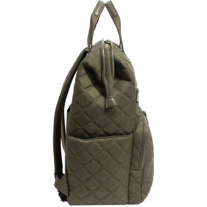 Joan & David Diamond Quilted Puffer Nylon Square Laptop Backpack