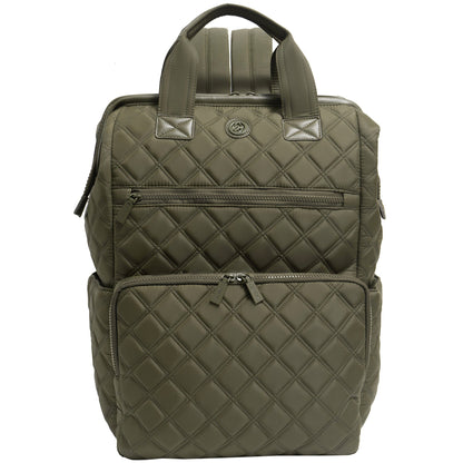 Joan & David Diamond Quilted Puffer Nylon Square Laptop Backpack