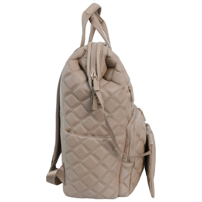 Joan & David Diamond Quilted Puffer Nylon Square Laptop Backpack