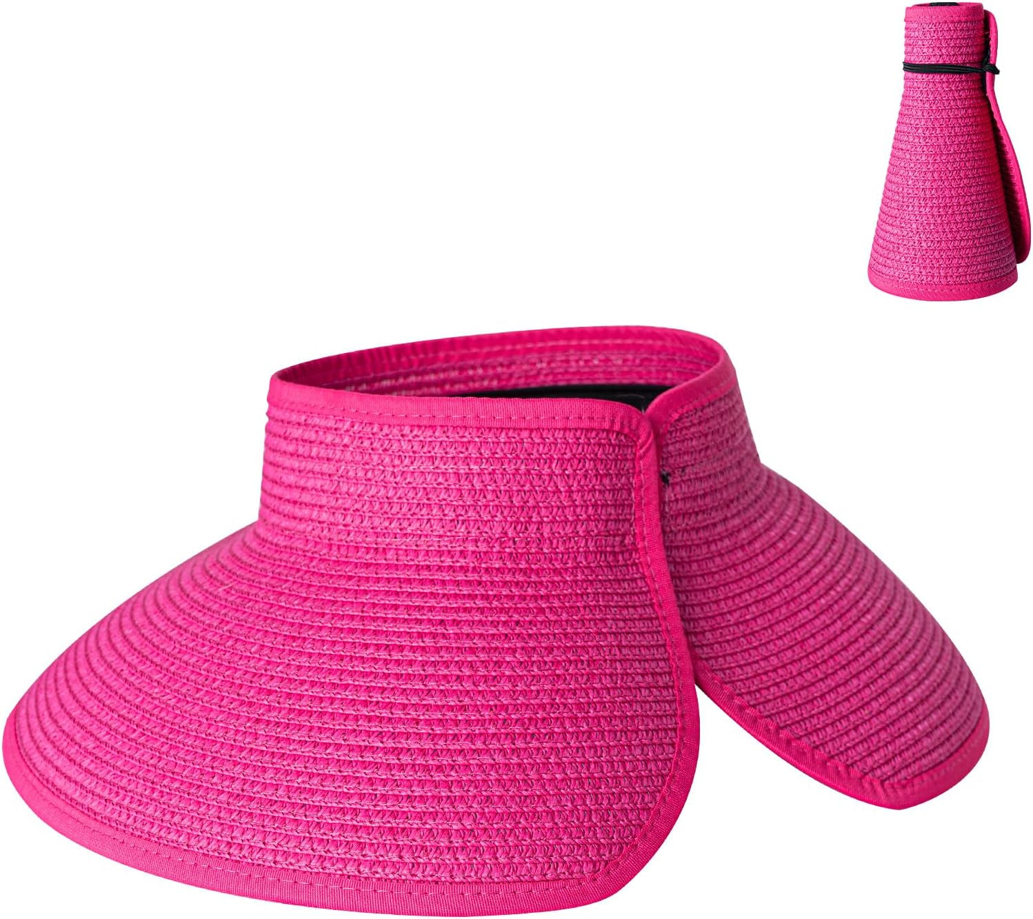 Women'S Sun Visor Hats Wide Brim Straw Beach Hat Ponytail Hats for Women Foldable Floppy