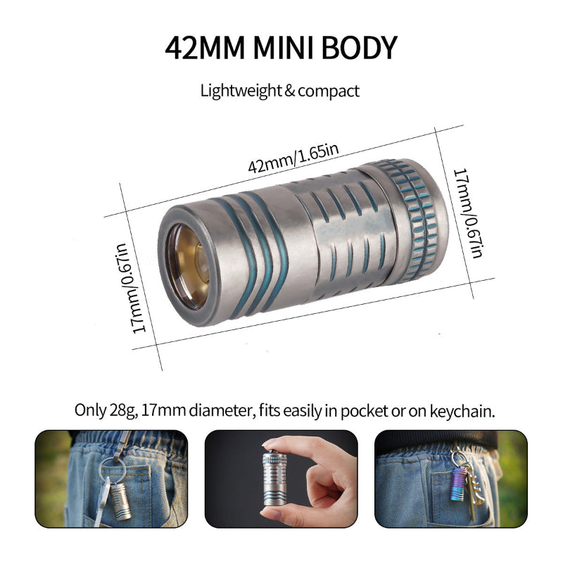 Keychain TItanium Alloy Flashlight EDC  Super Bright Mini led flashligts with Pocket Size