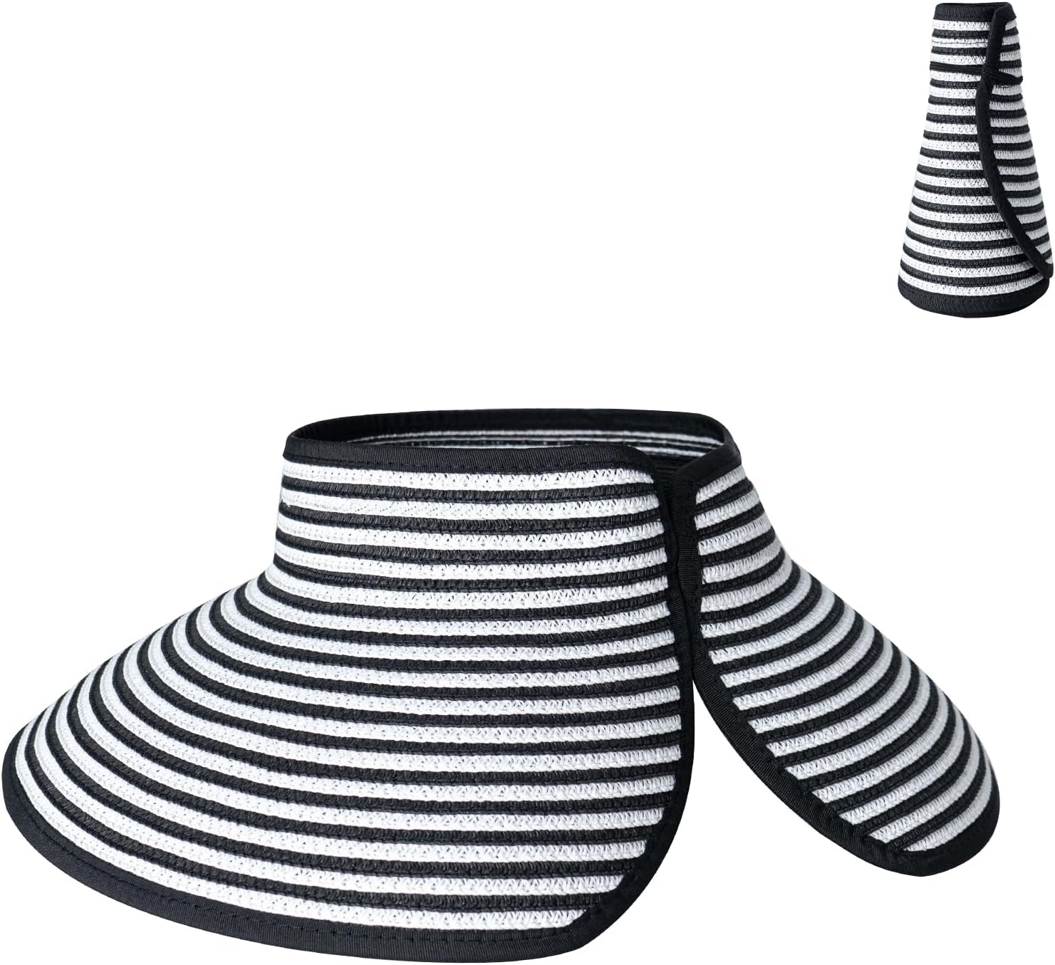 Women'S Sun Visor Hats Wide Brim Straw Beach Hat Ponytail Hats for Women Foldable Floppy