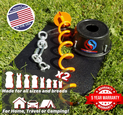 Tangle-free Dog Tie Out Stake with Two Cables - Large Dogs - Up to 60lbs