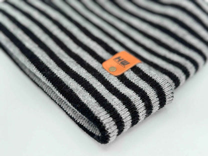 HAAKWEAR H Stitch RORO Cuffed Beanie (Patented Design) Black / Gray, Made in USA