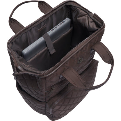 Joan & David Diamond Quilted Puffer Nylon Square Laptop Backpack