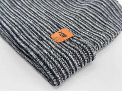H-Stitch Contrast Cuffed Beanie – Gray/Denim | Made in USA | viral Ski & Snowboard Beanie