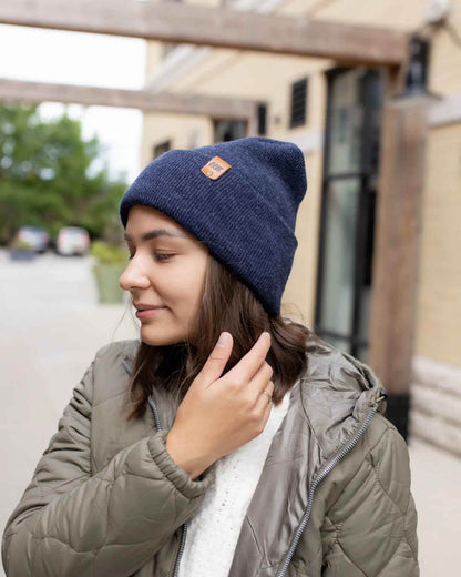 NEW HAAKWEAR H-Stitch Cuffed Beanie - Designed and Made in USA (Patented Design) - Denim Blue