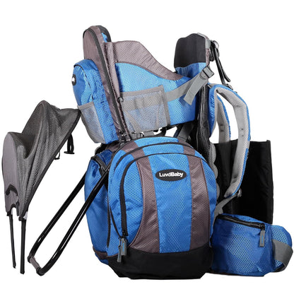 Hiking Baby Carrier Backpack - Comfortable Toddler/Baby Backpack Carrier System with Diaper Change Pad, Insulated Pocket + Rain and Sun Hood to Protect Your Child