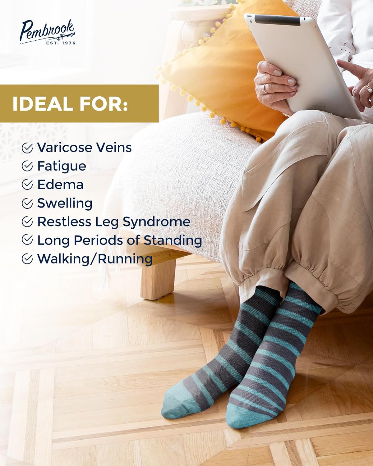 Light Compression Socks for Women - 6 Pairs | 8-15 Mmhg Cotton Compression Socks Women | Circulation Support
