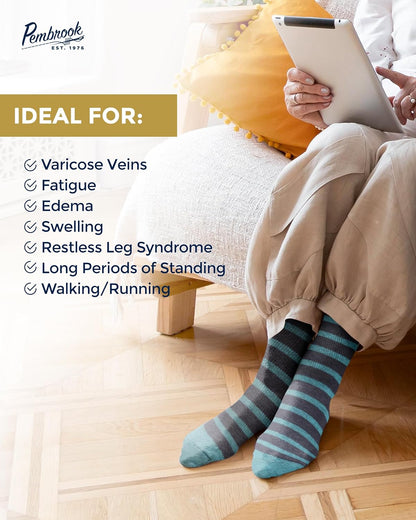 Light Compression Socks for Women - 6 Pairs | 8-15 Mmhg Cotton Compression Socks Women | Circulation Support