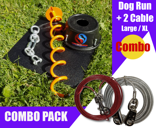 Double Dog Tie Out - Tangle-free for Two Dogs - Large and XL Tie Out Cables
