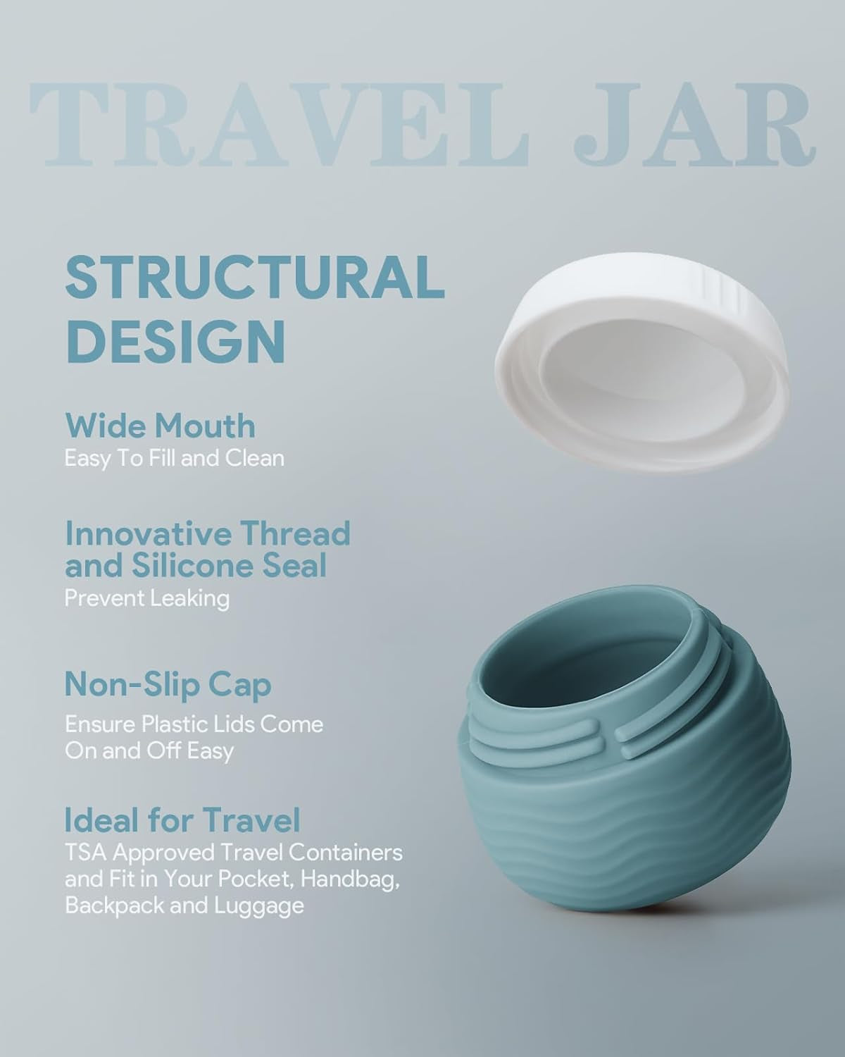 Travel Containers for Toiletries, Silicone Cream Jars, TSA Approved Travel Size