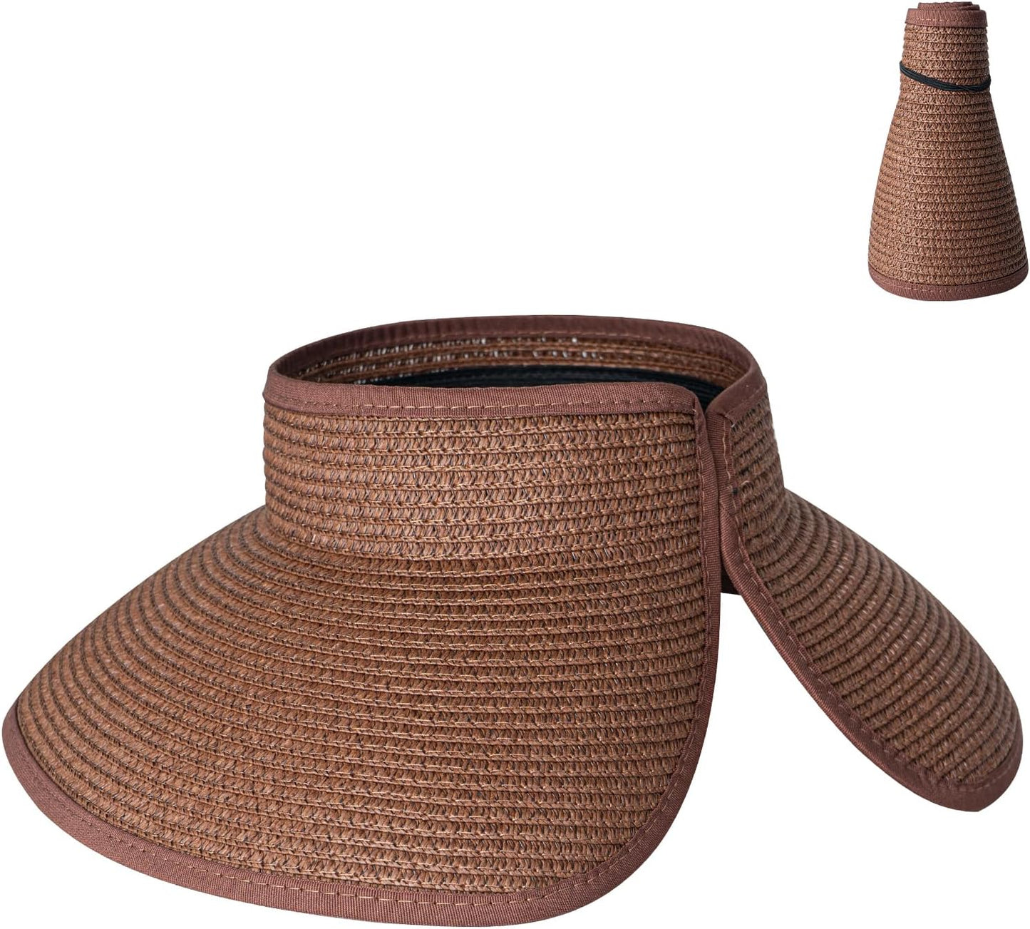 Women'S Sun Visor Hats Wide Brim Straw Beach Hat Ponytail Hats for Women Foldable Floppy